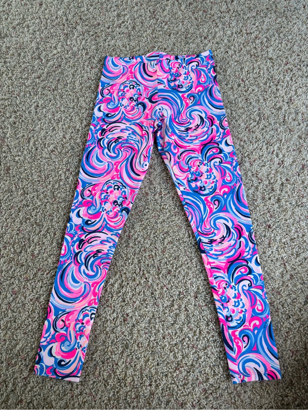 Lilly Pulitzer Girls Pink & Blue Swirl Print Leggings